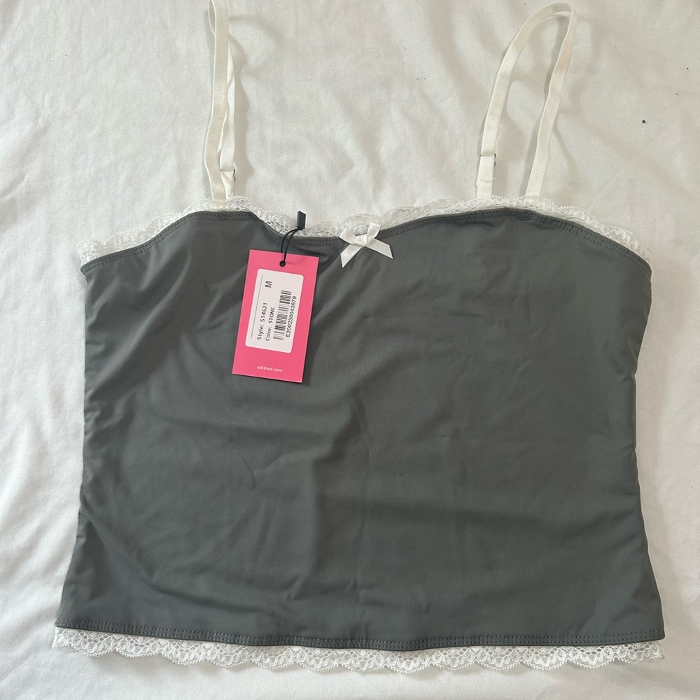 Edikted gray tank top with bow